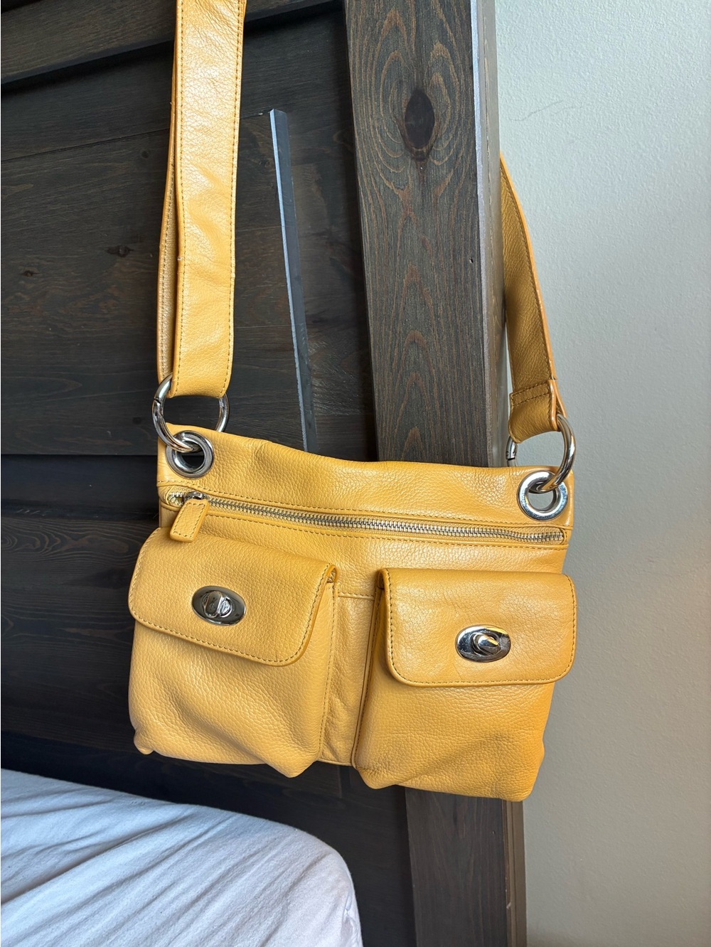 Danier Sunflower yellow leather crossbody bag